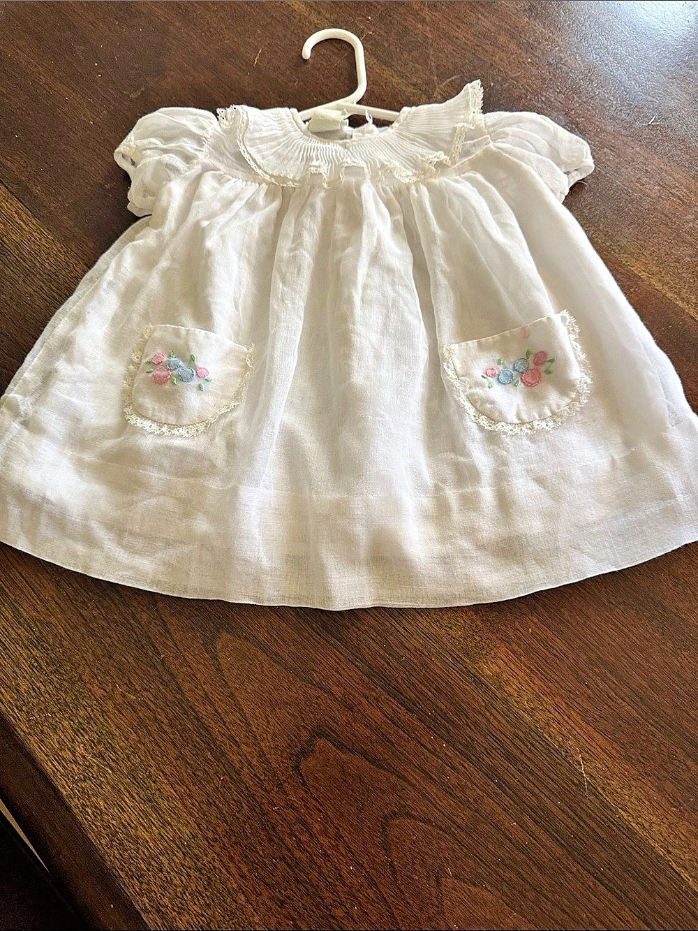 Kate Greenaway White & Pink Embroidered Dress Baby 18M